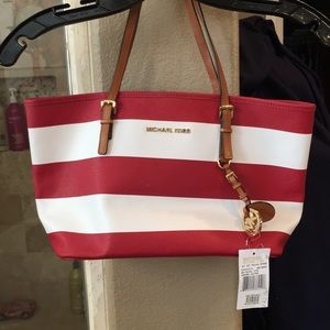 Michael Kors Bag Red and White Stripe